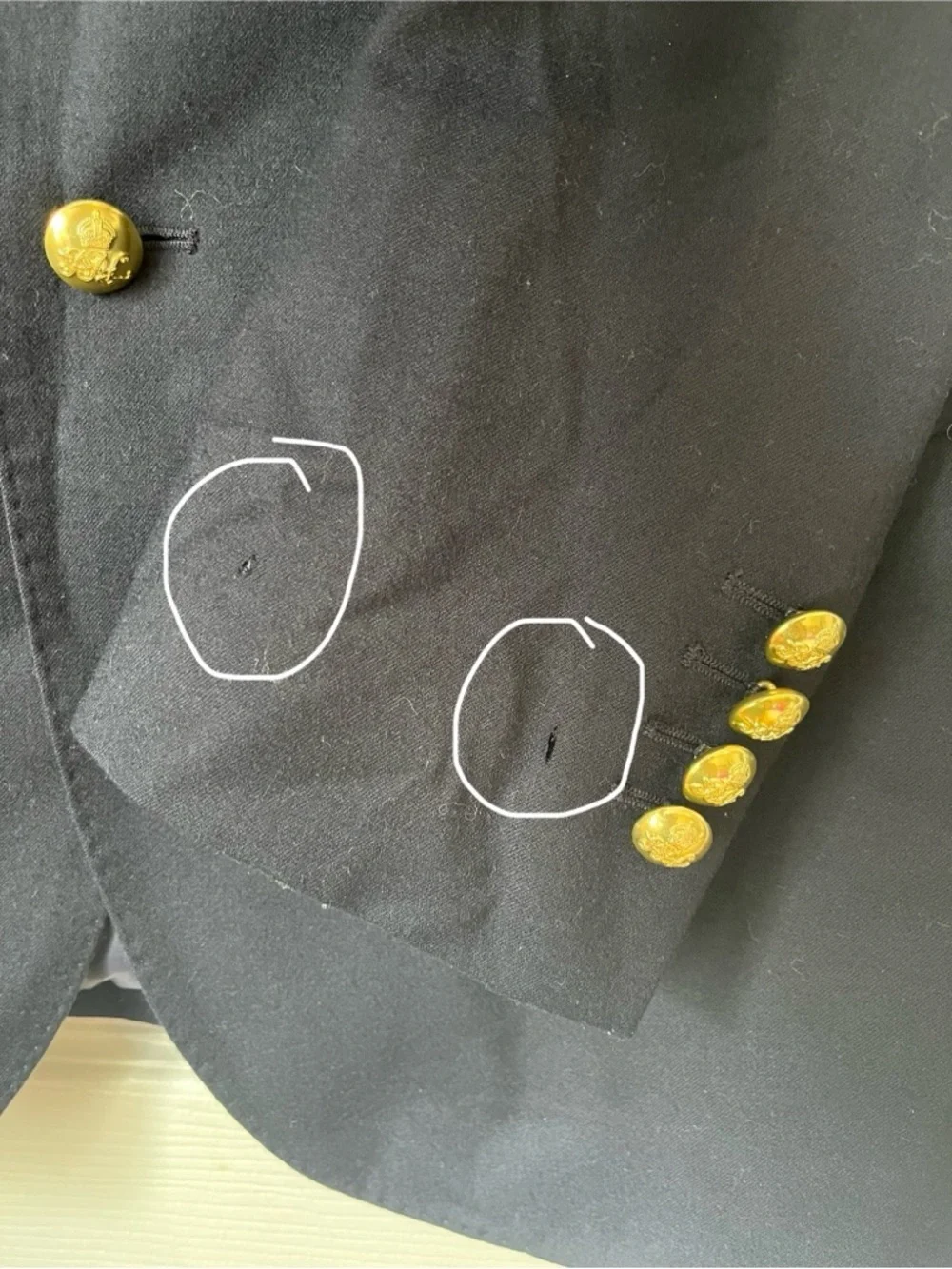 Polo Ralph Lauren Navy Two-Button Gold Wool-Blend Gabardine Blazer size 44L READ
